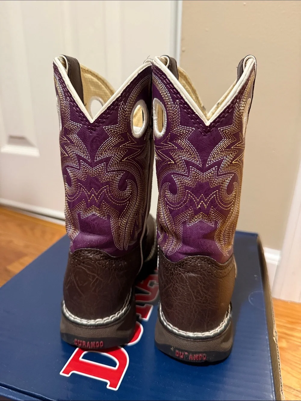 Durango Kids Purple and Brown Western Pull-On Boots